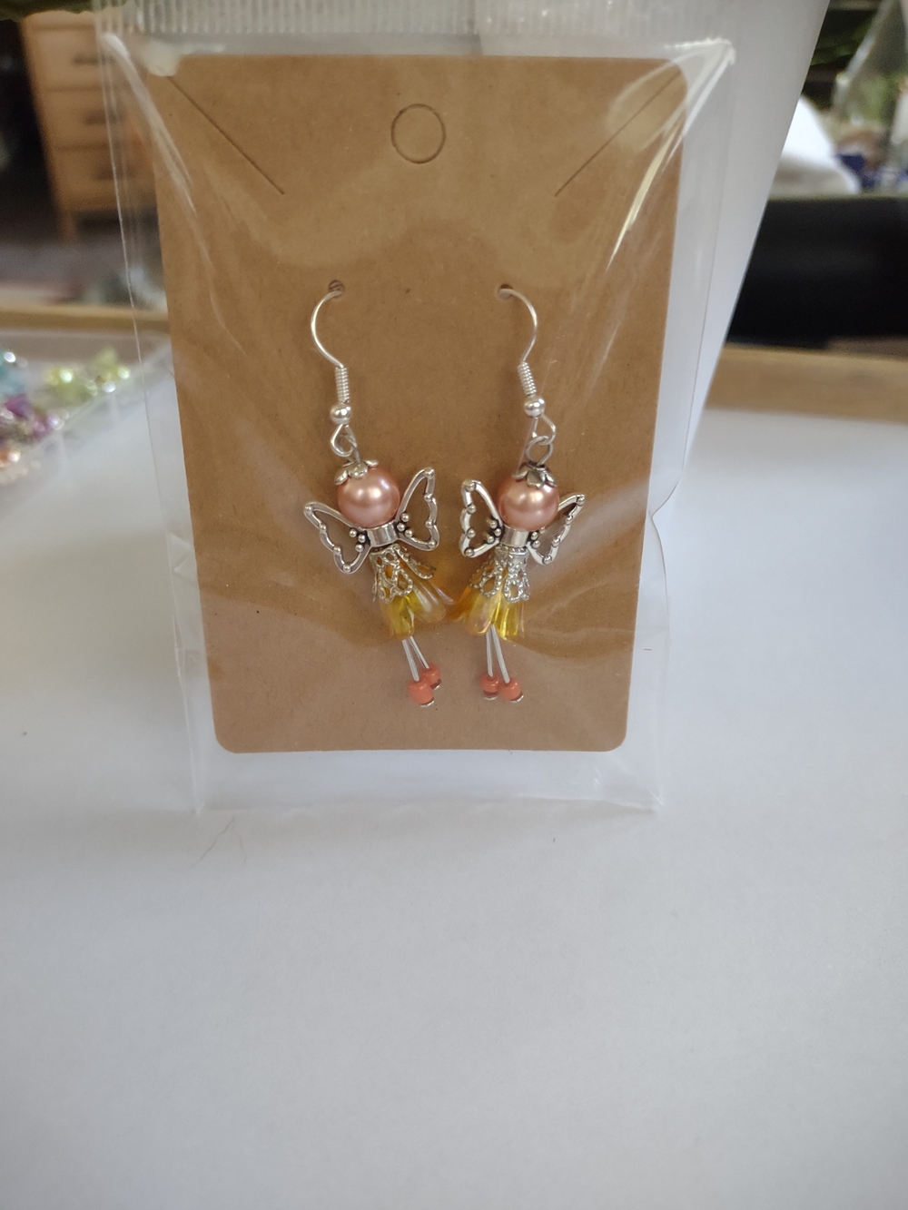 Handmade Fairy Earrings In Peach